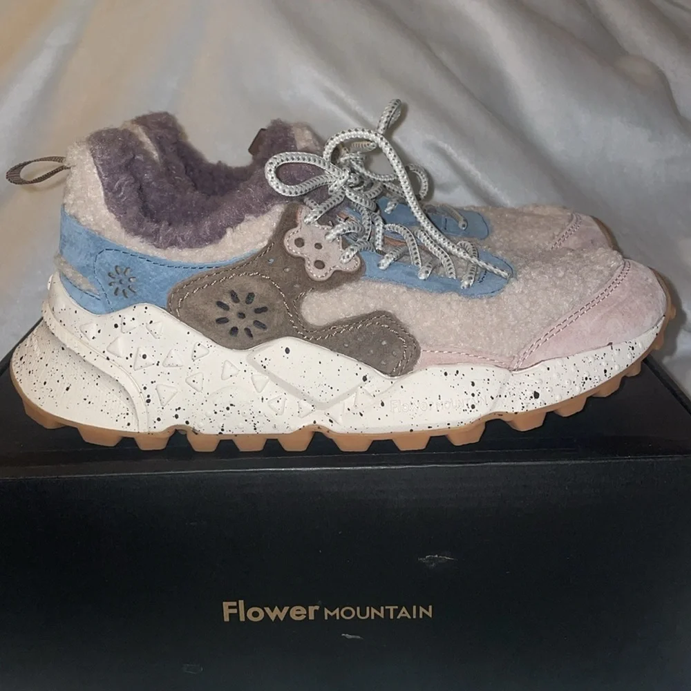 Flower Mountain KOTETSU Shearling and Suede Sneakers in Dove grey-Beige - Picture 10 of 16